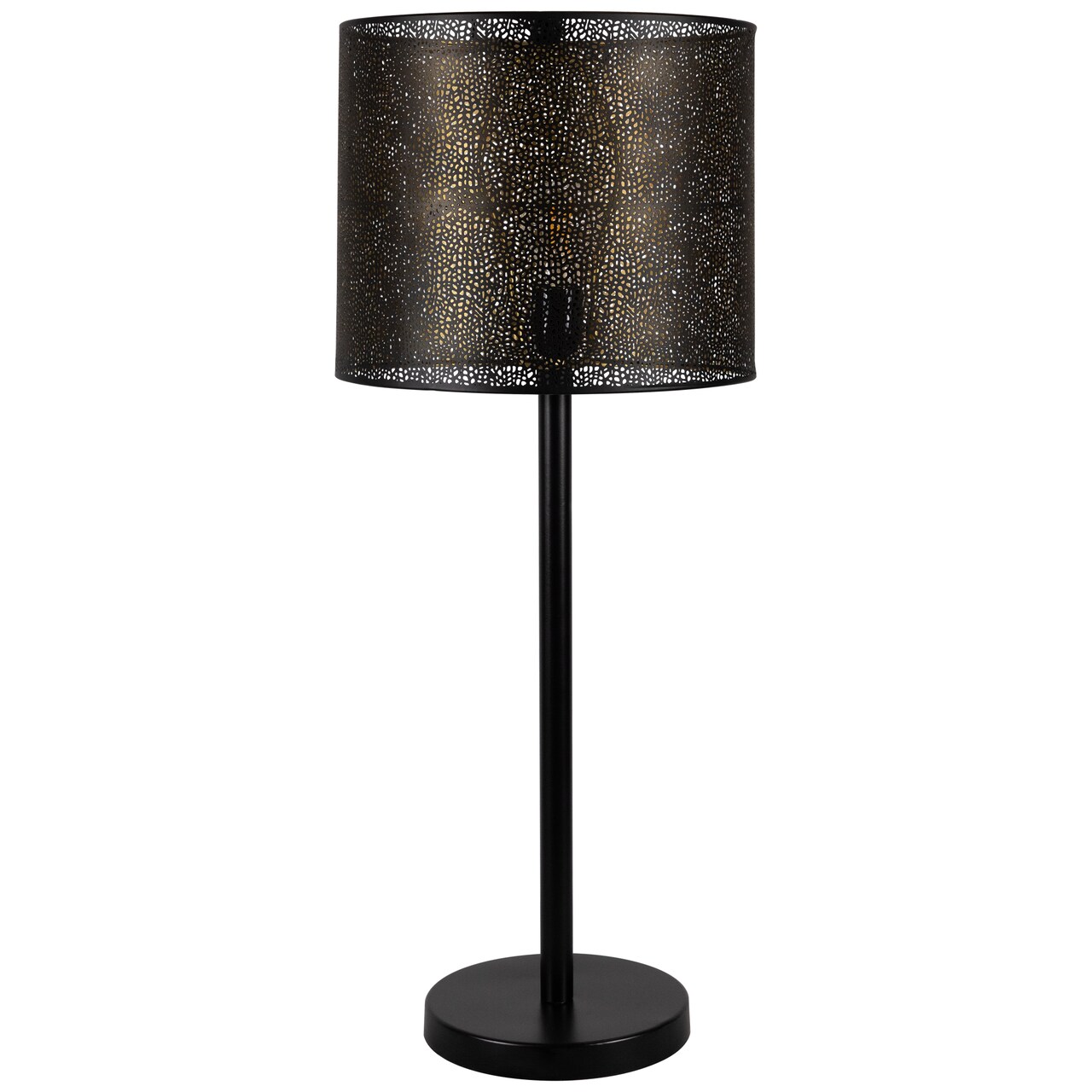 Northlight Iron Table Lamp with Laser-Cut Shade - 30" - Black and Gold